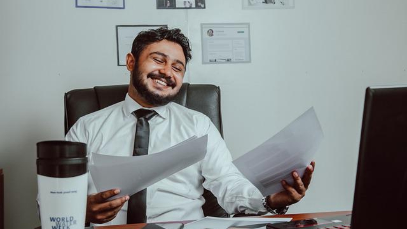 An account manager at his desk